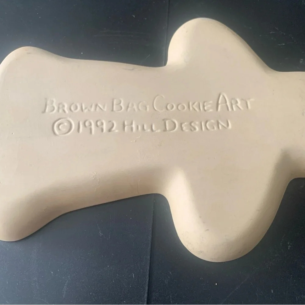 Vintage Brown Bag Cookie Art Stoneware 1992 Hill Design Craft Mold Gingerbread